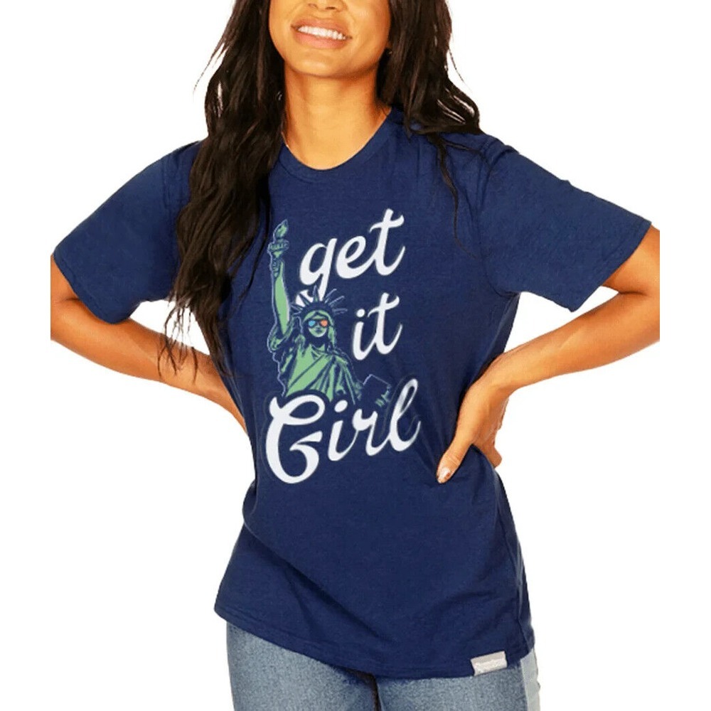 TIPSY ELVES GET IT GIRL TEE Women's Size Large BLUE 4TH OF JULY NEW!!